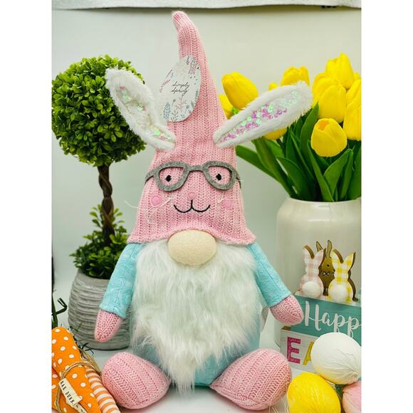 Spring Bunny with Eye Glasses on Pink Hat - Picture 1 of 2